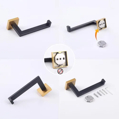 Vista 6 de GERZWY Soporte de papel higiénico de baño Dispensador de papel higiénico de acero inoxidable Soporte de rollo de pañuelos Soporte de pared