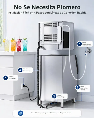Vista 6 de Máquina de hielo comercial, 760 libras/24 horas con contenedor de Gris