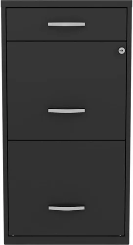 Vista 2 de UrbanPro Archivador de metal de 3 cajones, 18 pulgadas de profundidad x 14.25 pulgadas de ancho x 27.32 pulgadas de alto, acabado negro, organizador