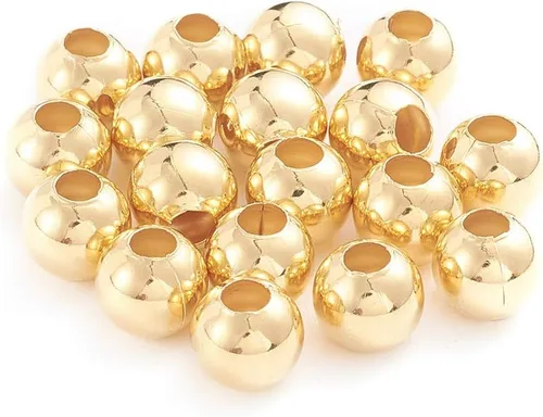 Vista 11 de Pandahall 500 cuentas espaciadoras redondas de 0.079 in doradas de acero inoxidable 304 sin costuras sueltas pequeñas pequeñas cuentas de metal