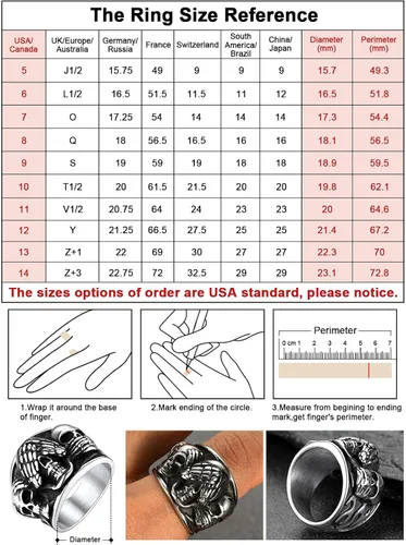 Vista 5 de FaithHeart 3 anillos de calavera para hombre, acero inoxidable sólido, gótico, punk, motociclista, esqueleto, para grabar, tallas 7-14