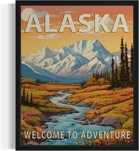 Vista 15 de Póster artístico de paisaje del estado de Alabama, decoración artística de paisaje retro de estados, pintura de montaña y paisaje de aventura