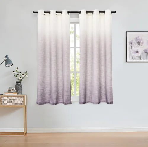 Vista 13 de Central Park Panel de cortina de ventana degradado de lino con estampado en tela de mezcla de rayón, tratamientos para sala de estar/dormitorio Gris