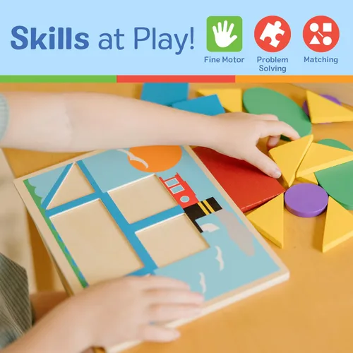 Vista 5 de Melissa & Doug Juguete educativo de madera para principiantes con 5 escenas de doble cara y 30 formas