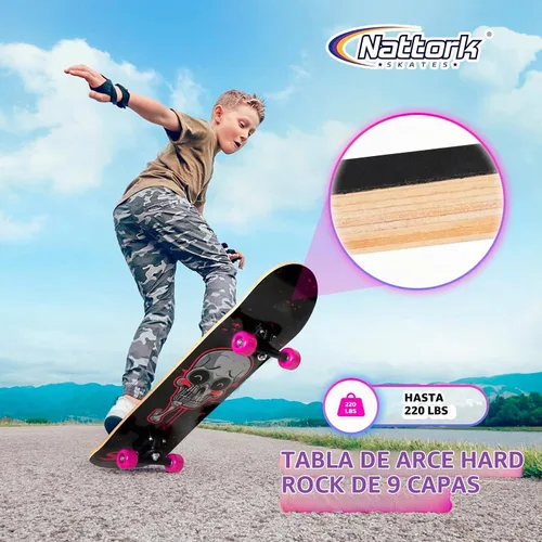 Vista 4 de Nattork - Monopatín completo de 31 pulgadas, patinetas estándar para principiantes, patinetas de trucos de 9 capas de madera de arce canadiense
