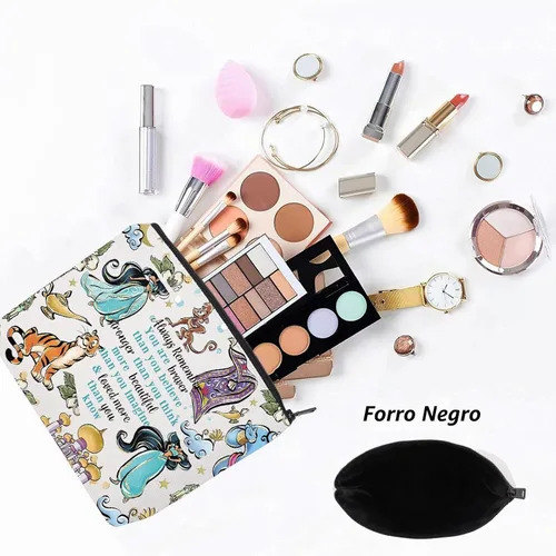 Vista 3 de LEVLO Bolsa de maquillaje de princesa árabe con cremallera para fanáticos del cine (Always Jasm)