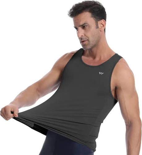 Vista 2 de Lo.gas Camiseta de ciclismo sin mangas para hombre, capa base de ciclismo transpirable y ligera con bolsillo trasero chaleco deportivo