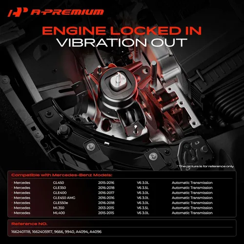 Vista 2 de A-Premium Kit de montaje de motor y transmisión de 3 piezas compatible con Mercedes-Benz GLE400 2016-2017, GLE43 AMG 2017-2019, GLE550e 2016-2018
