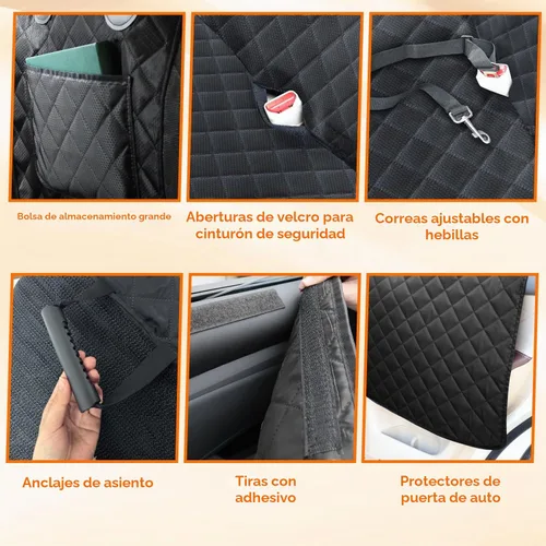 Vista 7 de Funda de asiento de automóvil para perro para extensor de asiento trasero para perros, funda de asiento de automóvil con parte inferior dura