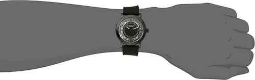 Vista 3 de Stuhrling Original Reloj para hombre 830.03 Symphony Quartz Tranparent Floating Dial Black Rubber Strap Watch, Negro -, Movimiento de cuarzo