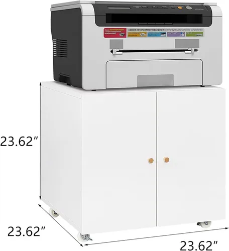 Vista 3 de Mini gabinete de nevera con almacenamiento de metal grande para impresora, mesa de dormitorio, mini refrigerador y microondas, soporte combinado