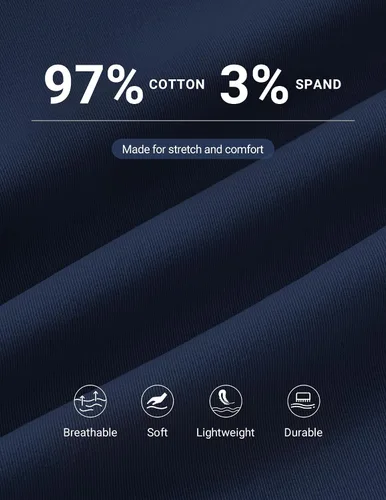 Vista 6 de COOFANDY Pantalones cortos cargo de sarga de algodón para hombre, con cordón elástico, cintura elástica, casual, con 5 bolsillos