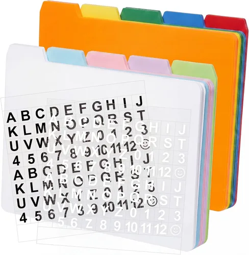 Vista 10 de Lewtemi 50 separadores de tarjetas de índice de 3 x 5 pulgadas, separadores de tarjetas de índice con tarjetas guía con 2 calcomanías de números