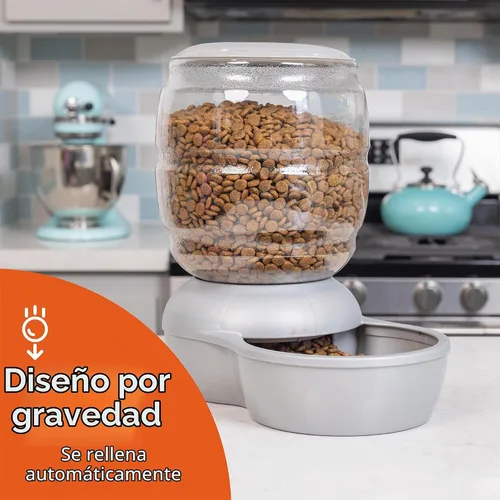 Vista 2 de Comedero Petmate rellenable con protección antibacteriana Microban Azul pavo real perla