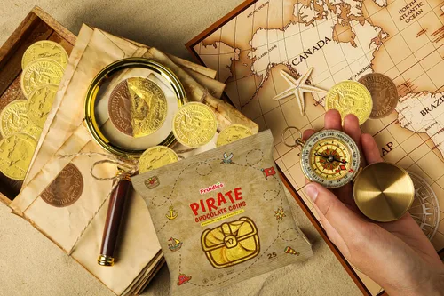 Vista 8 de Fruidles Monedas de chocolate con leche belga pirata, lácteos certificados Kosher, sin OMG (paquete de 25)