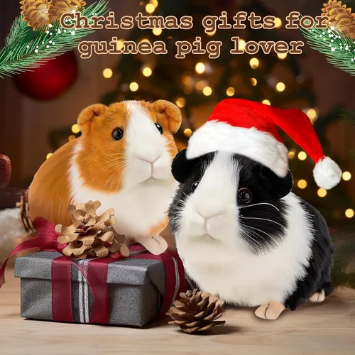Vista 6 de redaica 2 piezas de animales de peluche de cobaya - 7.9 pulgadas de peluche realista, lindos juguetes de cobaya para niños, muñeco de mascota