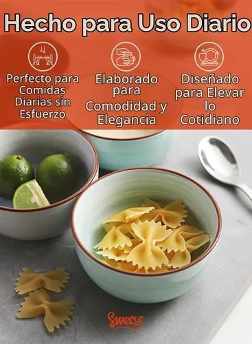 Vista 4 de Sweese Juego de 6 cuencos de porcelana de 4 onzas, mini cuencos para postre, aptos para microondas y lavavajillas, multicolor Colores surtidos