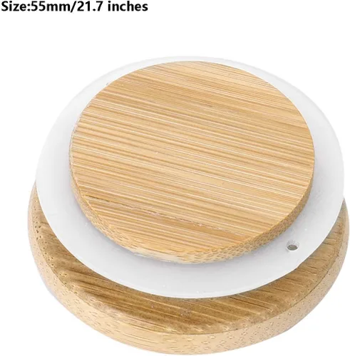 Vista 5 de Freebily Tapas de bambú Marson para frascos de silicona con sello de silicona para tarros de conservas de boca pequeña/regular/ancha, tipo B