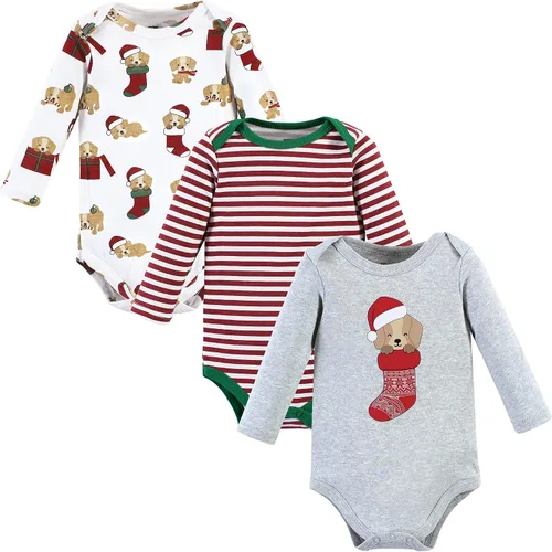 Vista 77 de Hudson Baby Body unisex de algodón de manga larga para bebé, leopardo rosa rojo