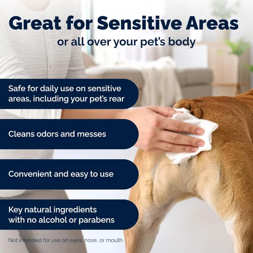 Vista 5 de Vetnique Glandex - Glándula anal medicada antipicazón en aerosol y toallitas higiénicas de extremo trasero para perros y gatos, hidrocortisona