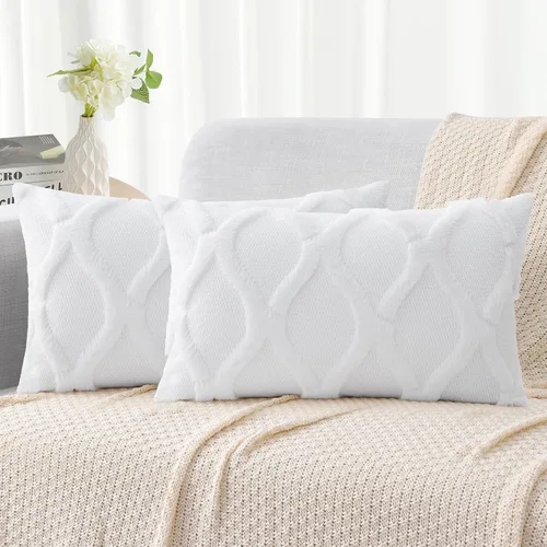 Vista 50 de decorUhome - Juego de 2 fundas de cojín decorativas para primavera de 16 x 16 pulgadas, fundas de almohada afelpadas de lana y piel sintética suave