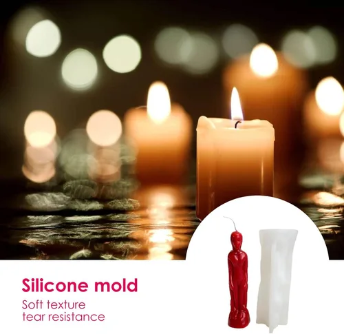 Vista 2 de Molde para hacer velas con forma de hombre, molde de arte de silicona con figura femenina y masculina, suministros de fabricación de moldes de jabón