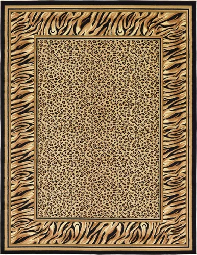 Vista 13 de Unique Loom Wildlife Collection - Alfombra con diseño de borde con temática de animales inspirada en el mundo salvaje, con diseño de guepardo
