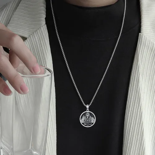 Vista 4 de Seiyang Mitología de plata de ley 925 paganismo Collar egipcio de joyería de regalo para hombres y mujeres con cadena Rolo de 0.079 in 22+2
