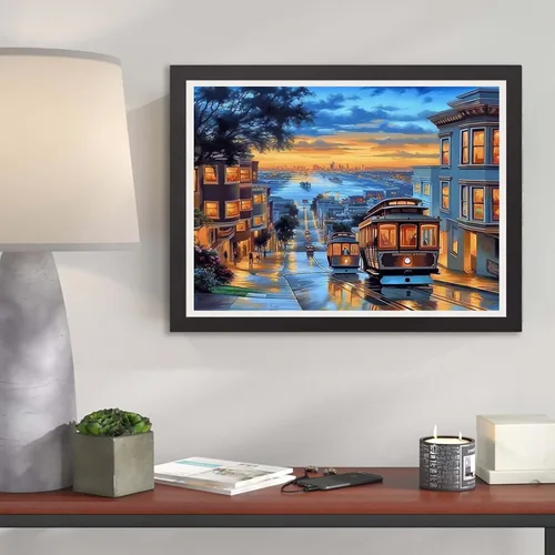 Vista 2 de Kaliosy Kit de pintura por números para adultos pueblos pequeños, pintura al óleo, paisajes sobre lienzo, pintura con pinceles, acrílico