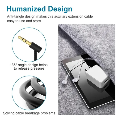 Vista 5 de Cable de extensión de auriculares compatible con auriculares Bose QuietComfort QC45 QC35II QC35 QC25 NC700, cable de audio estéreo macho a hembra
