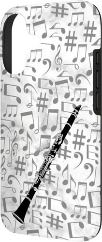 Vista 2 de Clarinet Phone Case - Music Notes - White Background Case for iPhone 17