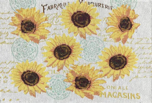 Vista 2 de Juego de seis (6) manteles individuales de girasol de otoño, tela tejida de tapiz colorido, para vacaciones, Acción de Gracias, otoño y otoño