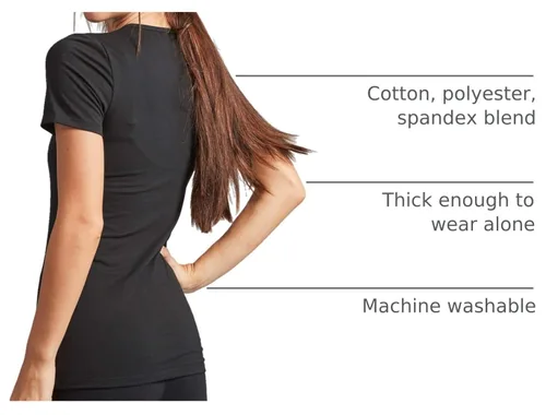 Vista 4 de Kalon Paquete de 4 camisetas con cuello redondo para mujer 4PK Negro