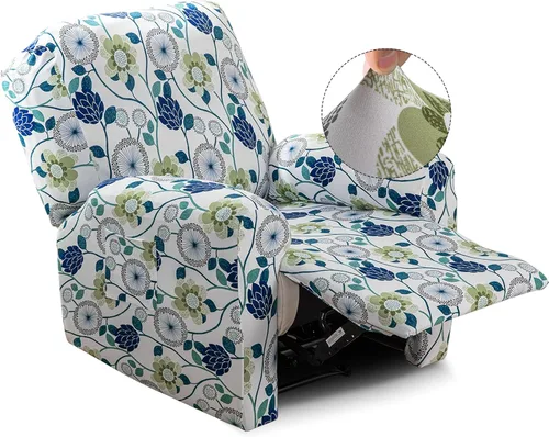 Vista 9 de Iauddy - Funda elástica para sillón reclinable de 4 piezas, protector de muebles suave y ajustado para sillón reclinable con bolsillo, funda