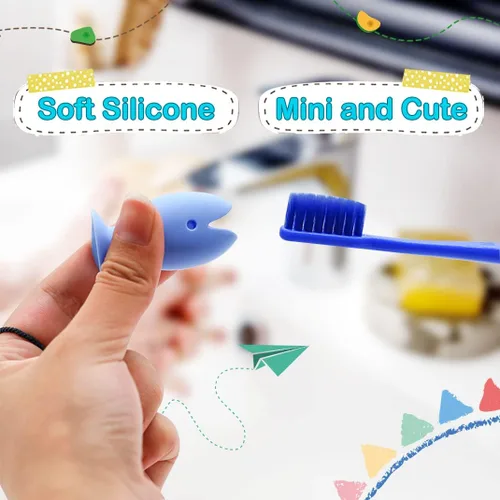 Vista 6 de 12 soportes de silicona para cepillos de dientes y fundas de cabeza de cepillo de dientes, 6 pares de tapas de cepillo de dientes para viajes