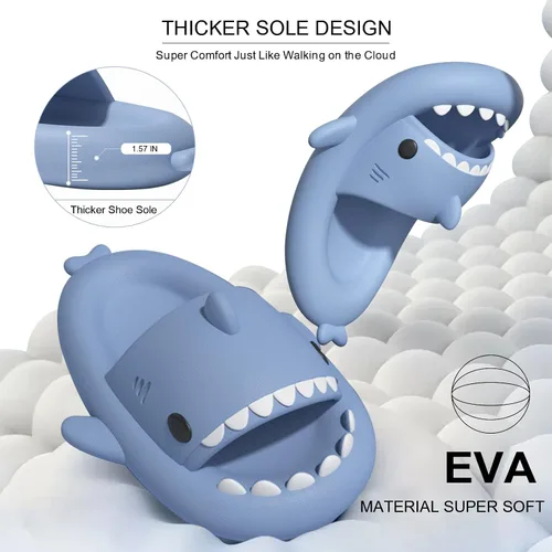 Vista 3 de EECH Sandalias Cloud Shark para niños y niñas, 2023, pantuflas de tiburón para niños grandes, sandalias de tiburón de suela gruesa mejoradas