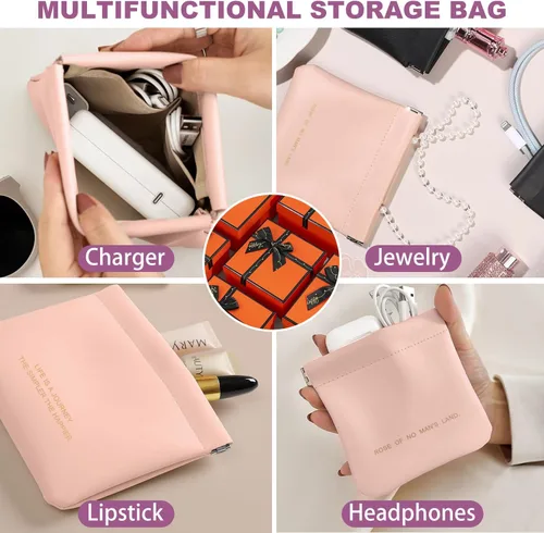 Vista 13 de Bolsa de cuero para anillos, funda para anillos de boda, bolsa para anillos de compromiso, almacenamiento de joyas para novios, portador de anillos