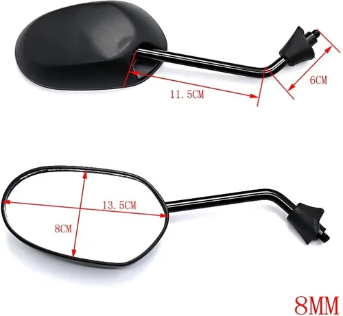 Vista 2 de espejo retrovisor de motocicleta para Kawasaki Z125 Z250 Z300 Z750 Z750R Z800 Z900 Z1000,Universal 0.315 in espejo retrovisor redondo