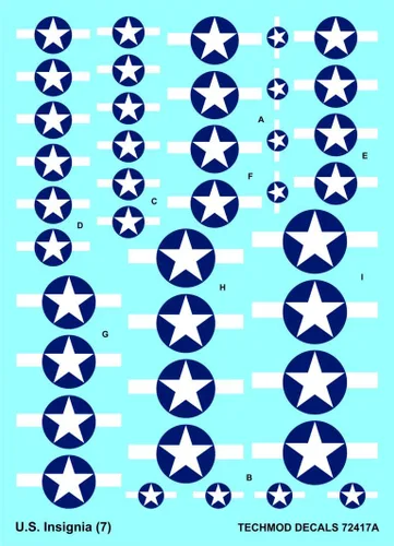Vista 4 de Techmod 72417 1/72 U.S. National Aircraft Insignia Wet Decal 1943-1945 (7)