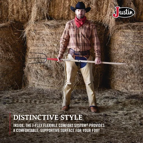 Vista 5 de Justin Caddo - Botas vaqueras de 11 pulgadas para hombre, botas vaqueras duraderas de cuero de grano completo de grano completo, con punta cuadrada