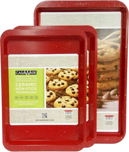 Vista 5 de casaWare Juego de 3 bandejas de galletas de varios tamaños (granito azul)