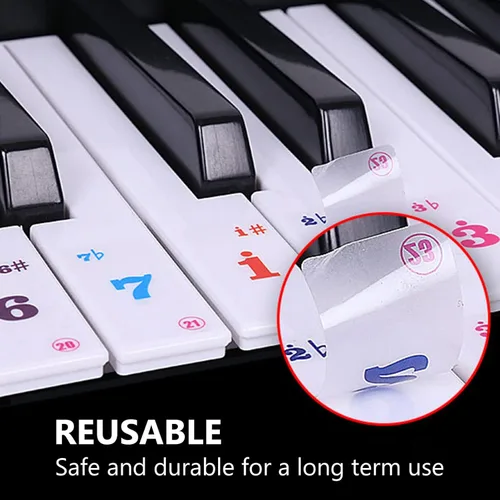 Vista 5 de Calcomanías de números 2 hojas para teclado de piano y teclados extraíbles