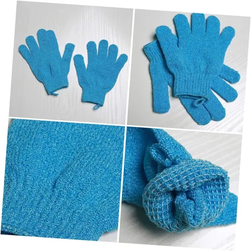 Vista 3 de FRCOLOR 1 par de guantes exfoliantes para el cuerpo, guantes de baño, guantes de baño, guantes de ducha, guantes de spa, toalla blanca exfoliante