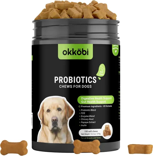 Vista 10 de Probióticos masticables para perros, 60 piezas, apoyo para la salud digestiva e intestinal, masticables probióticos para perros con enzimas e