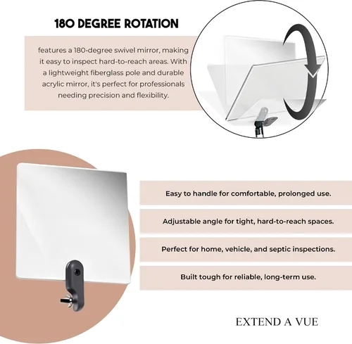 Vista 3 de El reemplazo del espejo de inspección funciona con postes de extensión Extend A Vue de 3.5 x 6 pulgadas