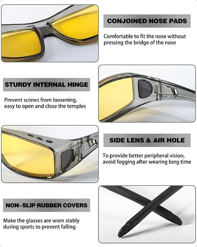 Vista 5 de IGnaef Lentes de conducción de visión nocturna para hombres y mujeres, lentes polarizados antirreflejos amarillos para la noche, IF0311