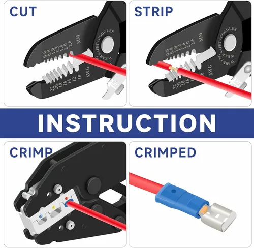 Vista 5 de iCrimp Kit de herramientas de crimpado de cambio rápido para conector de nailon aislado AWG22-10, terminales termorretráctiles, barril abierto