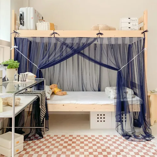 Vista 12 de 4 postes esquineros para dormitorio de estudiantes, litera, mosquitera, mosquitera, cortinas de cama para estudiantes, dormitorio, escuela