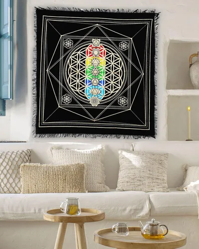Vista 4 de Indian Consigners 7 Chakra Alter Cloth Hexa cubierta de altar cubierta de tarot propagación de brujería (17.7 x 17.7 in)