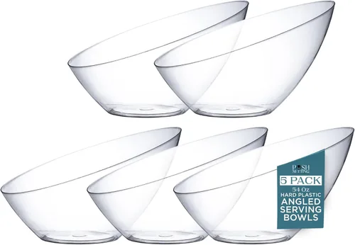 Vista 16 de Posh Setting Cuencos desechables de plástico negro, cuencos en ángulo, cuenco para dulces en ángulo, aperitivos de plástico y cuencos para papas
